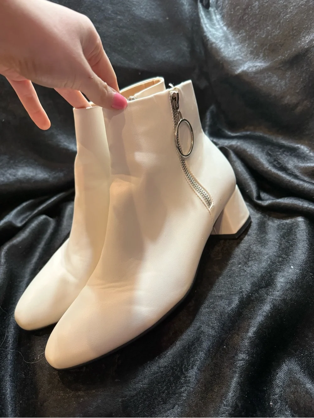 IDIFU White Side-Zip Ankle Booties with Ring Pull